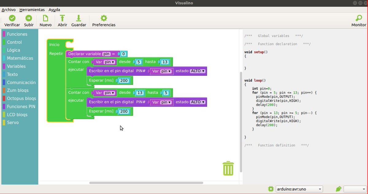 #Tardededomingo instalando y probando #visualino para la programación de placas de #Arduino. Comparando con otras aplicaciones similares que utilizan bloques.