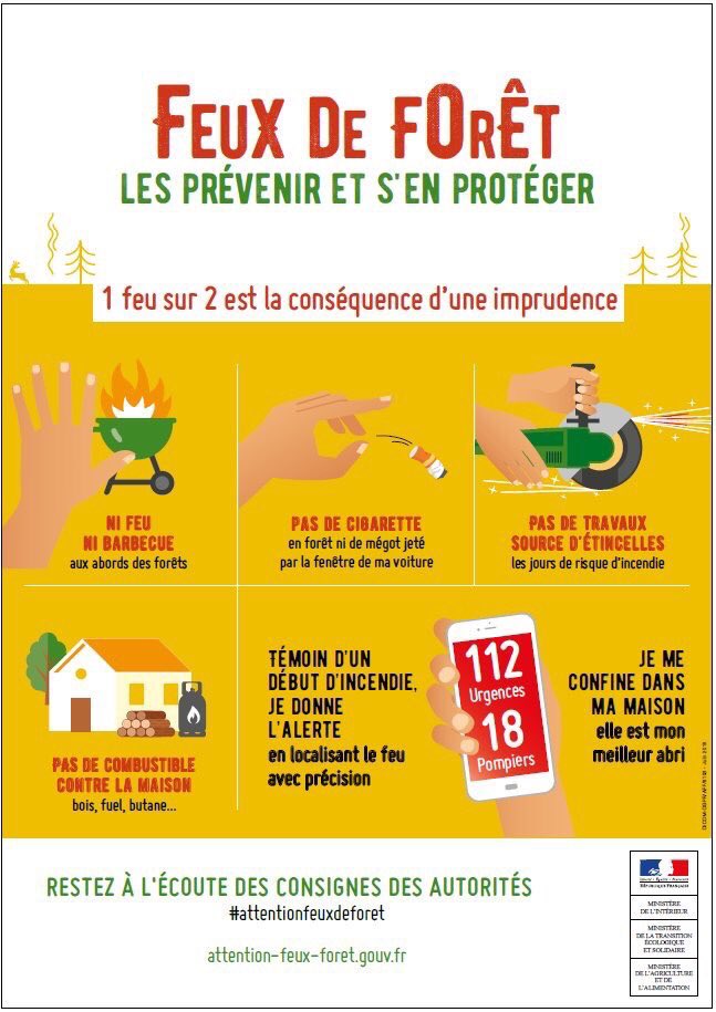 🔥🌲 Connaissez-vous les bons gestes pour prévenir les feux de forêt et s'en protéger ? Informations sur attention-feux-foret.gouv.fr