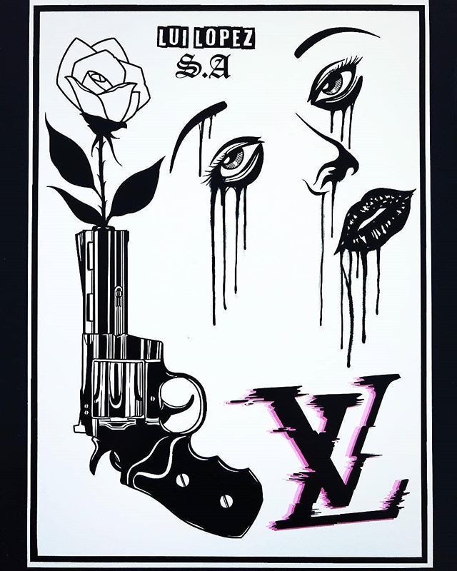 outline lv tattoo designs