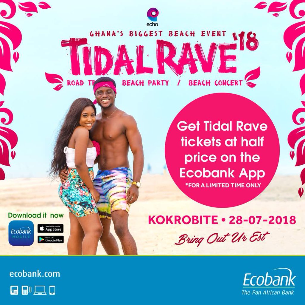 __phopho__'s tweet photo. Download and register for the Ecobank Mobile App
Select the ‘Pay Bill’ option
Select ‘Goods and Services’ 
Select ‘Tidal Rave’
Input details and press Pay
Confirm details and press pay 
Input pin to make payment
#TidalRave2018 #EcobankatTidalrave https://t.co/OhcSnfhrBC