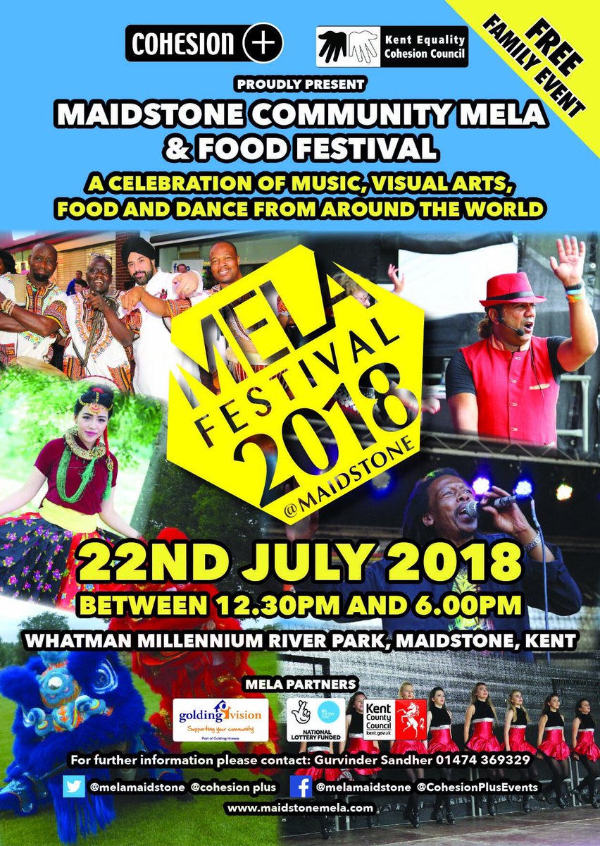One hour to go until Maidstone Community Mela 2018 at Whatman Park.

Come down to the riverside for a celebration of music, visual arts, food and dance from around the world.