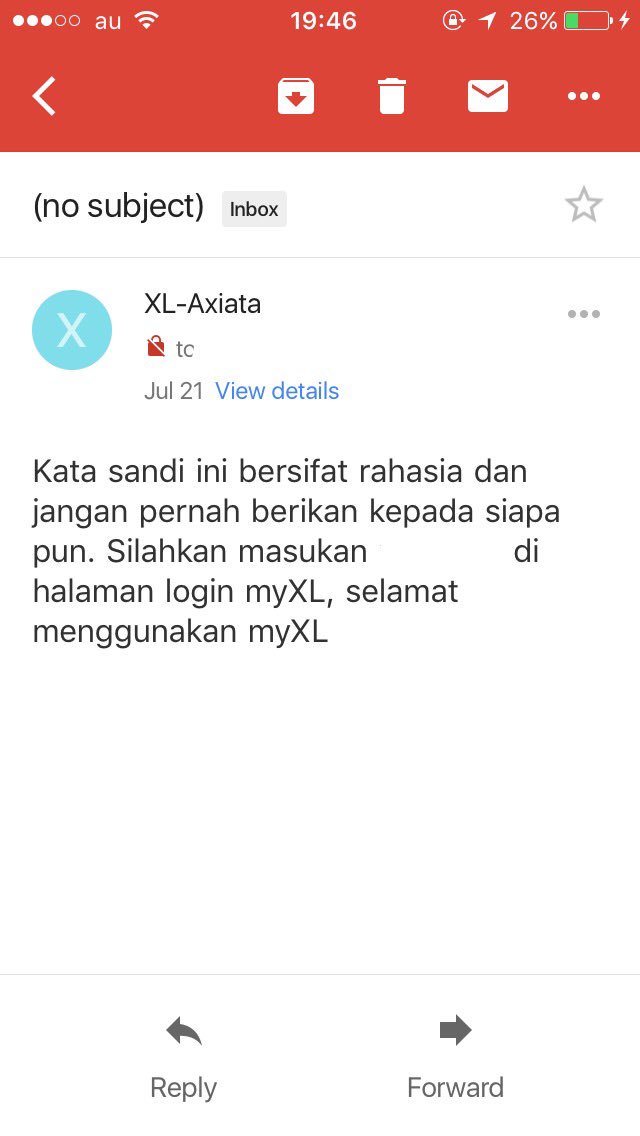 narwisari's tweet photo. @myXLCare Saya balas email tsb, lapor kalau saya ga pernah daftar dan itu alamat email bukan milik org tsb, tapi email saya ga dapet respon, malah selanjutnya saya dapet email baru berisi password orang lain tsb https://t.co/CUErLm7OyL