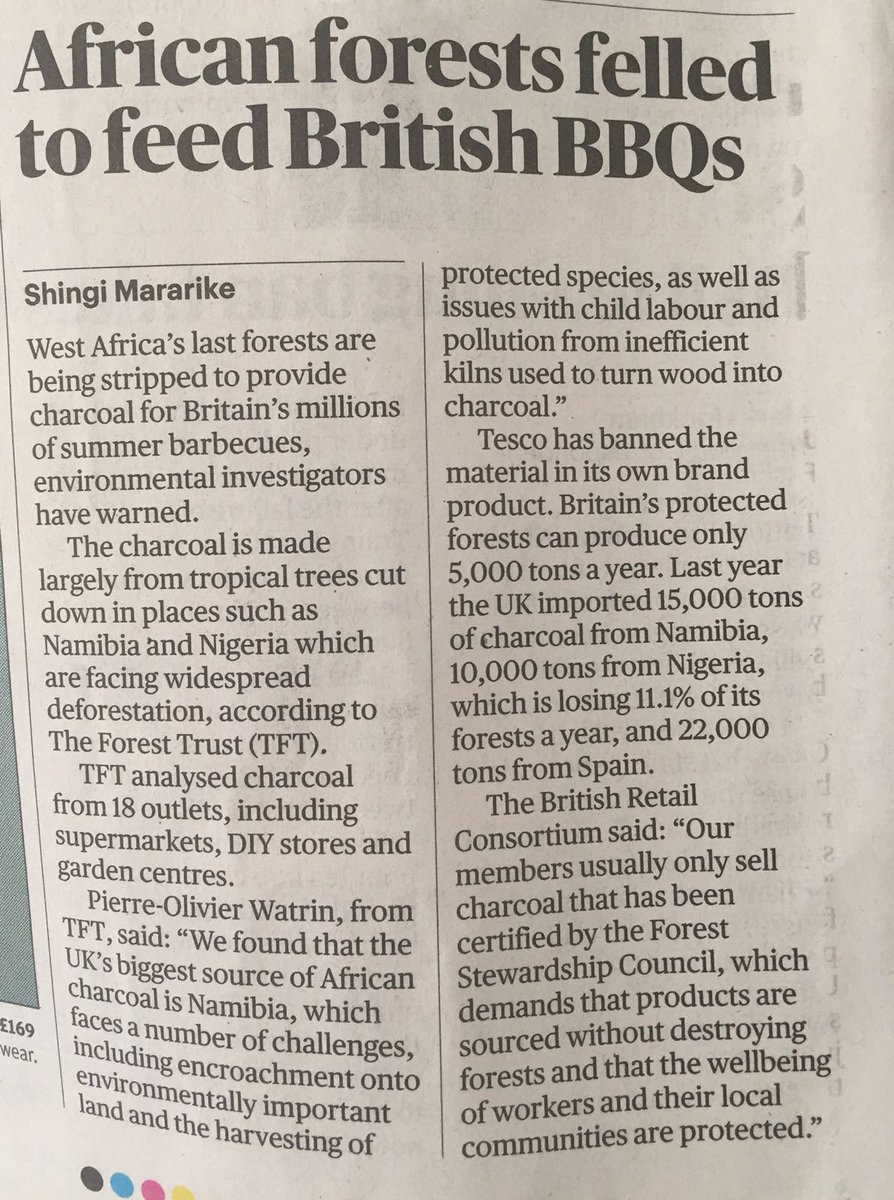 krbtft1's tweet photo. Good to see the world waking up to the #deforestation #labour and #corruption issues around cheap #charcoal. Should be within scope of EU timber regs #eutr. #wheredidyourscomefrom #TFTimpact #TFT #fsc https://t.co/94foNxMMlT