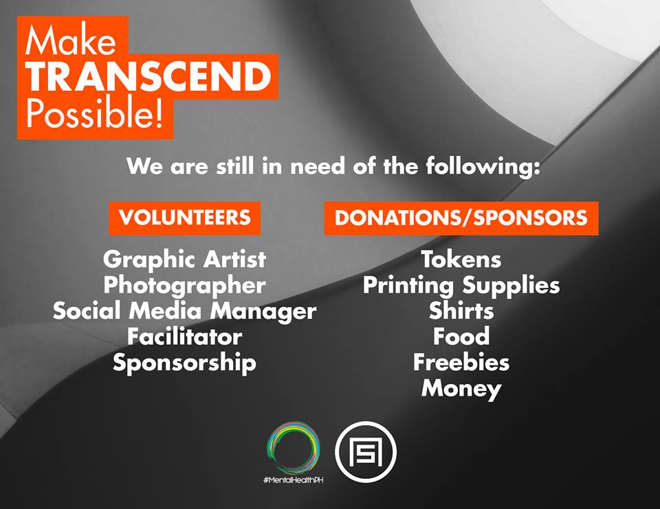 mentalhealthph's tweet photo. We need your help to make #Transcend2018 possible. We still lack the following resources and manpower for the event this July 27, 2018. Hope you can help us complete these.
Message us/ comment below! Thank you! :) #MentalHealthPH :) https://t.co/UFtc400Tg6