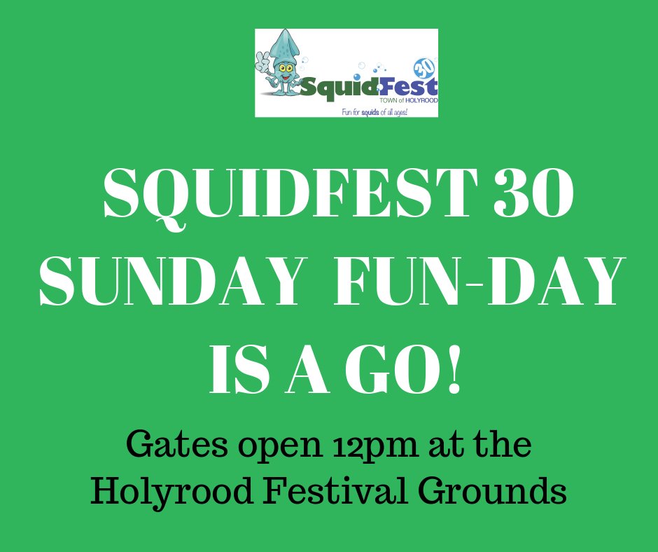 The #SquidFest30 Sunday Fun-Day is A GO! We may see some rain but let's end SquidFest 30 with a great day at the Holyrood Festival Grounds! Gates open at 12pm! Admission is $2.00.
<a href="/590VOCM/">YOUR VOCM</a> <a href="/975krock/">975krock</a> <a href="/hitsfm/">hitsfm</a>