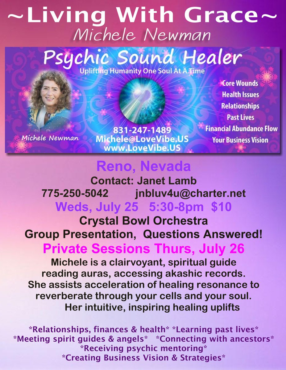 See you at Reno, Nevada on Wednesday!
#SoundHealing,#Wellness,#Channeling,#Spiritual,#Psychic,#Meditation,#Relaxation,#Divine,#crystalbowls,#psychicsoundhealer,#lovevibe,#healing,#healingvibe,#peaceful,#peacefulvibe,#CrystalResonance,#CrystalVibration,#Inspiration,
#Angelic