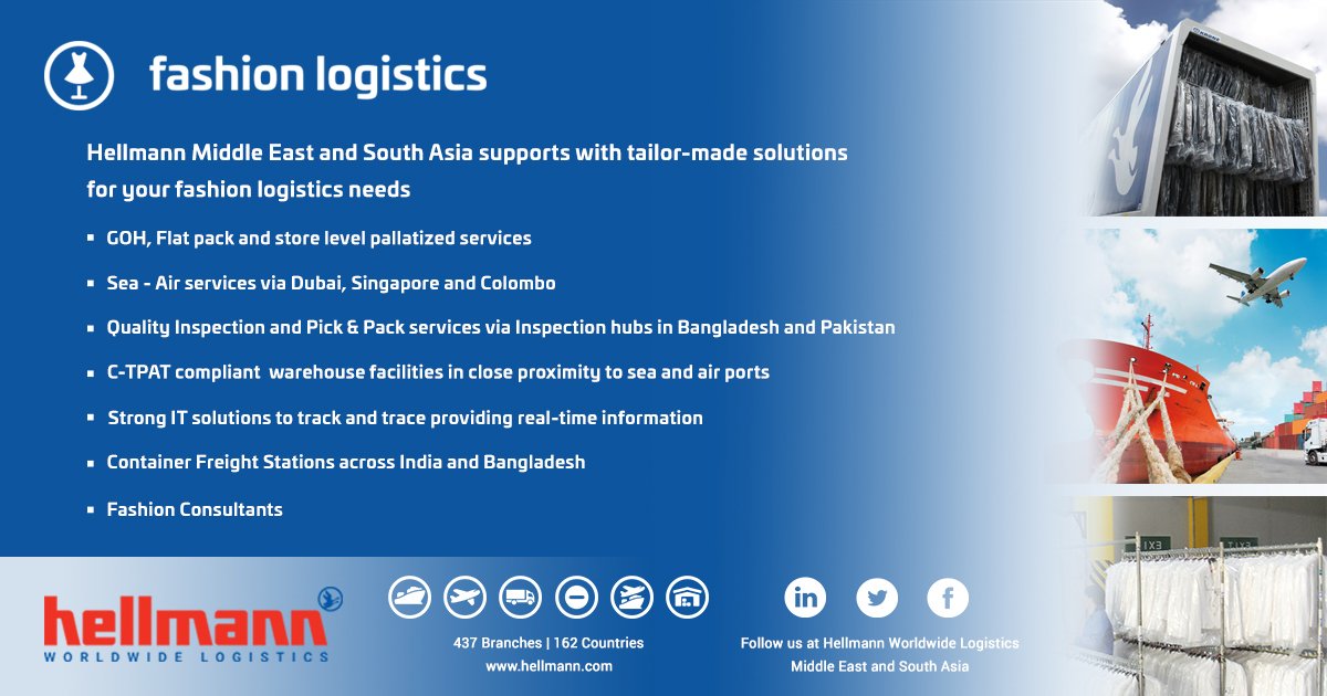 HellmannMESA's tweet photo. Supporting your fashion business by responsive and integrative IT tools, along with our additional value-added services will allow you to focus on your core competency and let us handle the logistics #HellmannFashionLogistics #Fashion #Logistics #MiddleEast #SouthAsia https://t.co/oyGRxj6zdb