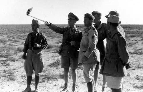 … Erwin Rommel. Never without a selfie stick, his staff were ordered to carry spares. It's rumoured that he was so obsessed with photographing himself that he was still capturing images the moment his staff car was shot up in July 1944. Sadly the photos have never surfaced.