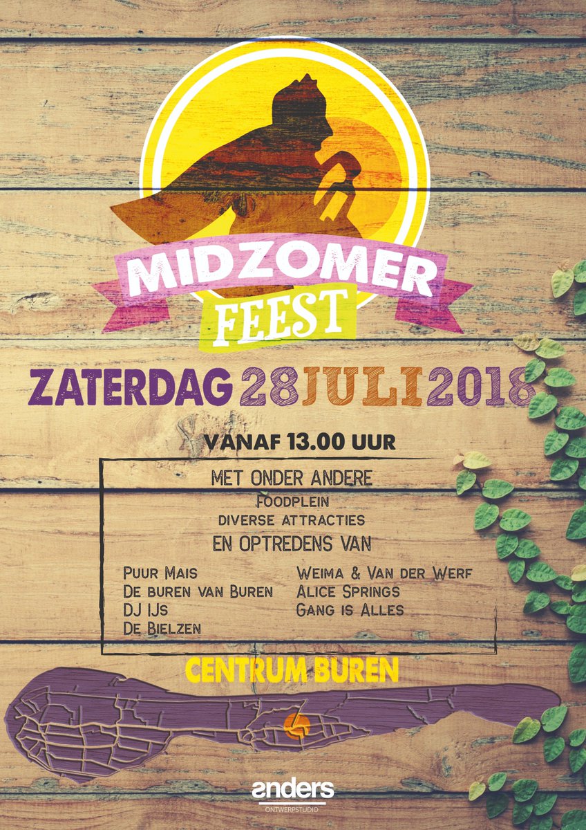 Kom op zaterdag 28 juli a.s. allemaal naar het centrum van Buren voor het Midzomerfeest 2018!! #ameland #zomer2018  #Muziek