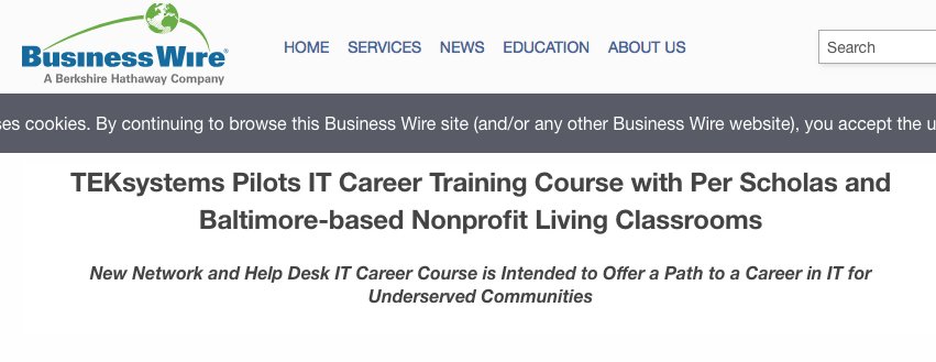 livingclassroom's tweet photo. Ready for the launch of our new IT Training Program pilot tomorrow in partnership with @TEKsystems and @PerScholas - working together to bring opportunities where they're needed most! https://t.co/tJi93verQr
#jobs #tech #IT #careerpathways #investinbaltimore https://t.co/IdOY8q9cce