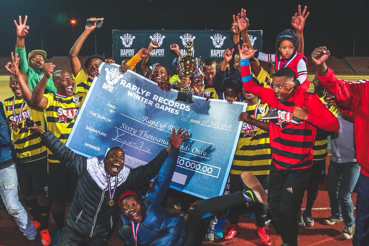KwestaDaKAR's tweet photo. What a day it was yesterday! My legs are still heavy from the match we played, Haven't ran like that in a while! Congrats to #Zone3(Amabharete) for winning the tournament & S/O to #PeaceLovers for being worthy finalist! What a game! More pics on the #RapLyfWinterGames page. https://t.co/1cruImKjX8