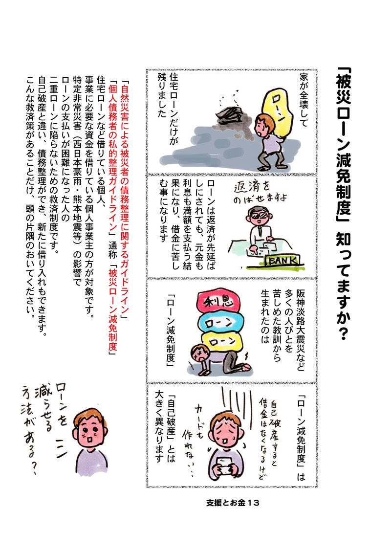 被災ローン減免制度、なぜかマスコミではほとんどインフォメーションされてない。被災者の二重ローン救済のための制度。わざと周知させない？拡散希望です。 