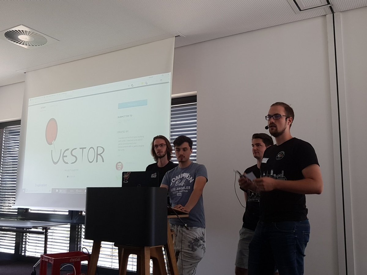 dohack_io's tweet photo. Team "Questor" presenting their new game Questor where you can play reallive geoquizes ! Made with #springboot #mysql #googleapi and #unity @adessoAG #DoHack2018 https://t.co/55790eaMUd
