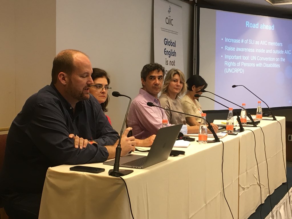 AiicPRIMSinRio's tweet photo. Richard Laver talks about the group of sign language interpreters in the Sectors, committees, and WGs meeting. #primsrio18 https://t.co/yJSrpB2Y74