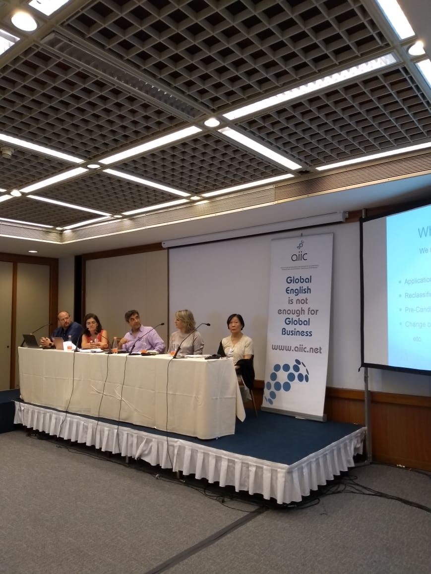 AiicPRIMSinRio's tweet photo. Now on: a session focused on the activities of AIIC groups dedicated to topics such as welcoming new interpreters (Vega), admissions and language classification (CACL) and staff interpreters partnering with PRIMS #primsrio18 https://t.co/s1UEG0Cx7X