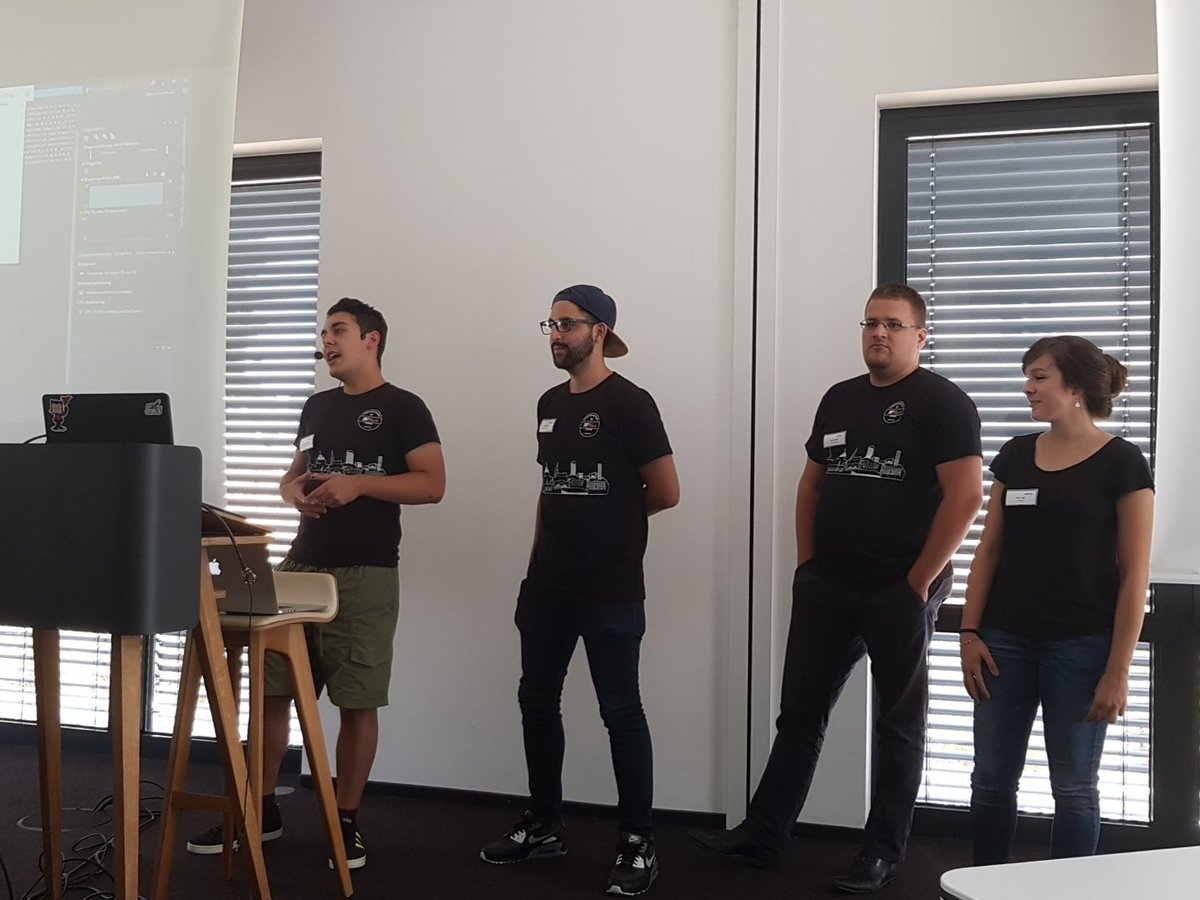 dohack_io's tweet photo. Team "TinderAutopilot" presenting their idea about leaning back when using #Tinder and letting the #autopilot do the work :) @adessoAG #DoHack2018 https://t.co/9Q4YCVTgL5