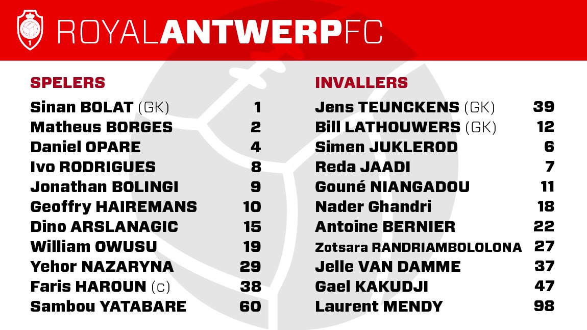 official_rafc's tweet photo. Vandaag bekampen we onze Griekse tegenstanders met de volgende opstelling! #RAFC #ANTPAN #loveRAFC #coyr https://t.co/JlxtHC7bxr