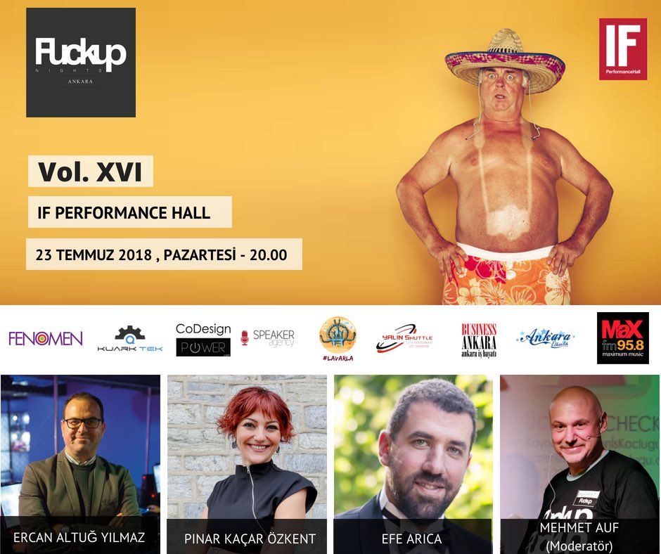 Uzun bir aradan sonra şehrin en alternatif etkinliği geri dönüyor. FuckUp Nighst Vol. XVI 23 Temmuz akşam saat 20.00’da <a href="/IFPerformance/">IF PERFORMANCE HALL</a> ‘ta! <a href="/FUN_Ankara/">FuckUp Nights ANKARA</a>