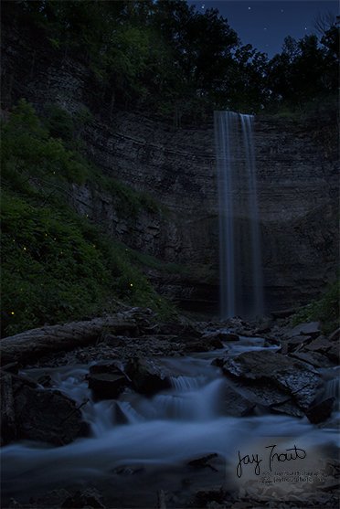 Good morning on this rainy Sunday.  A little #adventure #hike this past week and peek into the life that emerges at dusk. #Fireflies by the #waterfall. #HamOnt
