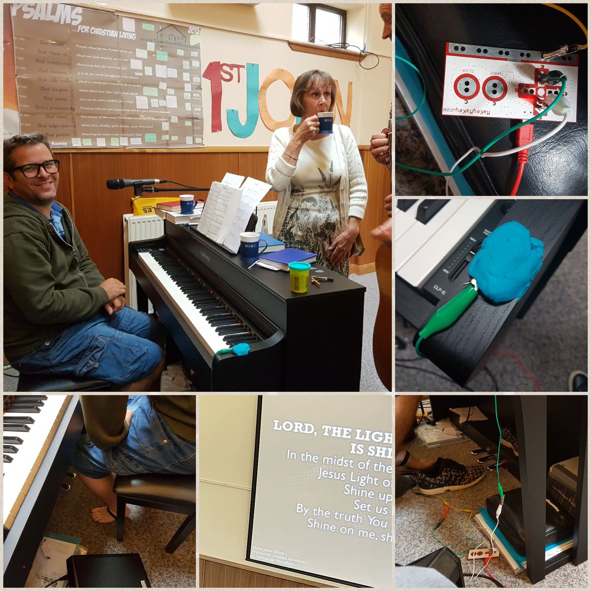 <a href="/openlp/">OpenLP</a> We plugged in your software to a <a href="/makeymakey/">Makey Makey</a> and made this totally practical slide mover-onner from the metal piano pedal. RT for the kids? 😎 <a href="/aap03102/">Chris Smith MBE</a> #totallypractical #makeymakey #footnote #everychurchneedsone