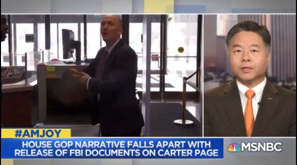 .<a href="/RepTedLieu/">Rep. Ted Lieu</a>-[FISA warrant shows] there was overwhelming evidence to have probable cause for the surveillance of Carter Page. The application was over 400 pages. There were multiple sources in it. It showed that had a history of interactions w/Russian intelligence officers #AMJoy