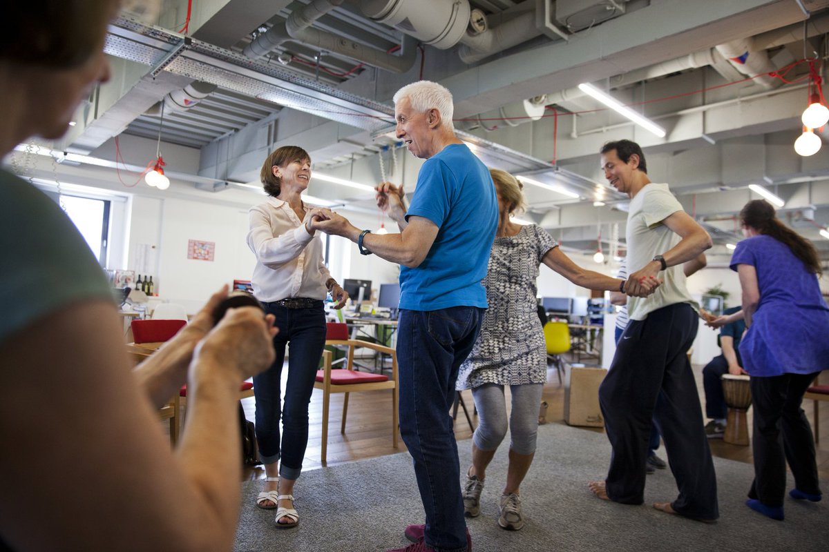 We have been exploring what it means to work co-creatively with people living with dementias, prioritising equality in the creative process. In our 'With All' workshops we explored &amp; experimented through improvised movement and music. bit.ly/2A0loQR #2yearsofCOOM
