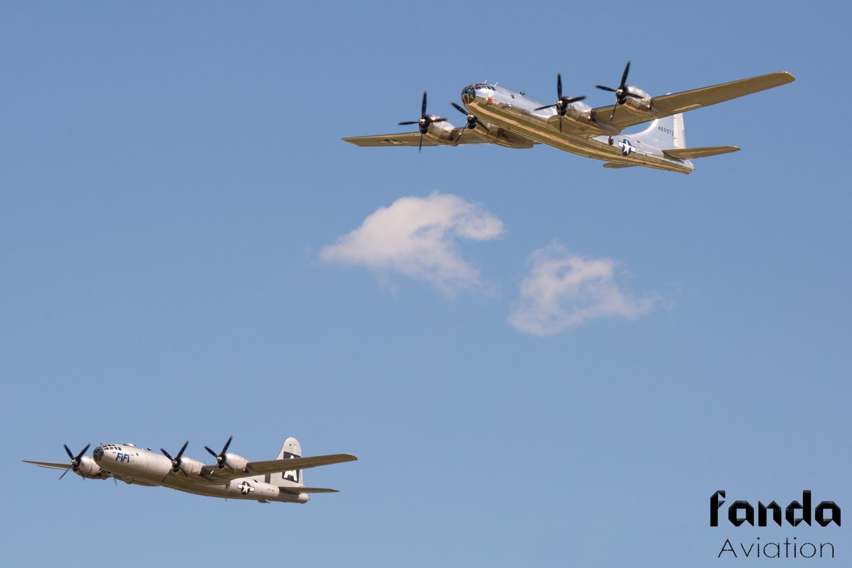 #Avgeek Photo of the Day: The world's only two flying @Boeing B-29s, FiFi and Doc, together at @EAA #AirVenture #OSH17. 

Doc @DocsFriends will be making a return this year at #OSH18.