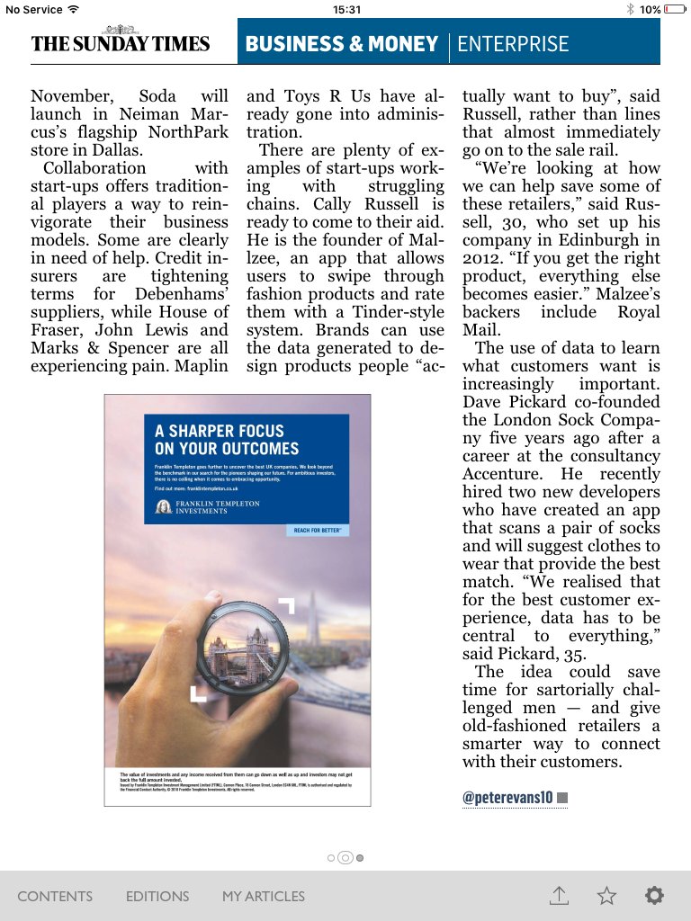 SuzanneAshman's tweet photo. The fantastic @gracergould in today's @ST_Business talking about @SodaSaysTweet and the importance of physical retail https://t.co/JXikkR9wGf
