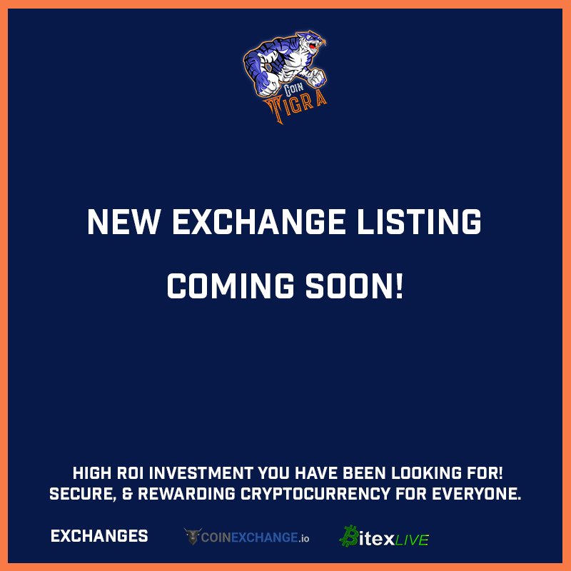 CoinTigra's tweet photo. NEW EXCHNAGE  SOON :)

#cryptocurrency #altcoin #tigra https://t.co/DdqYaQxFHe
