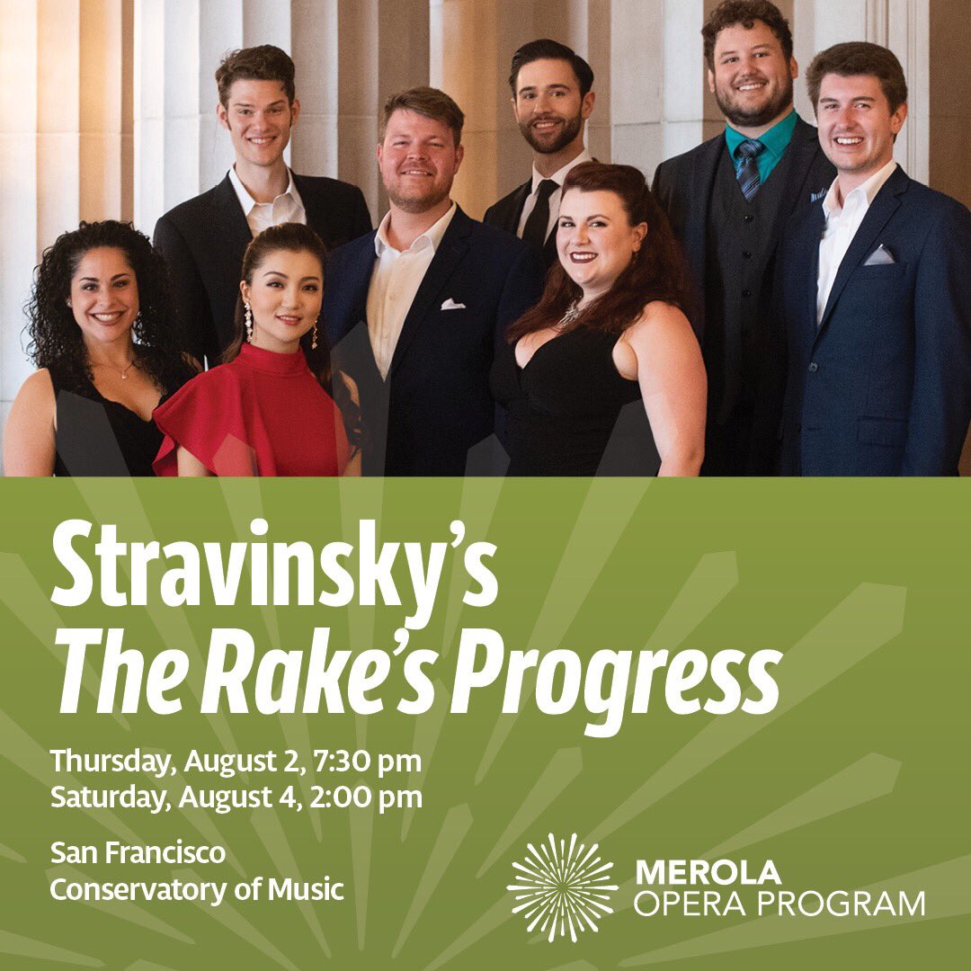 merolaopera's tweet photo. Did you get your tickets to #Merola's production of Stravinsky's The Rake's Progress? Performances are August 2 &amp; 4, 2pm @SFConservMusic. Visit https://t.co/qBGXU31IX0 or call 415-864-3330 to buy tickets. 
#stravinsky #therakesprogress #merolaopera #sf #sanfrancisco #opera https://t.co/Uq0oDYw93w