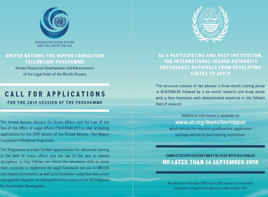 ISBAHQ's tweet image. #DOALOS Call for Applications – UN The Nippon Foundation Fellowship Programme.  Did you know #ISBAHQ is a participating and host institution?