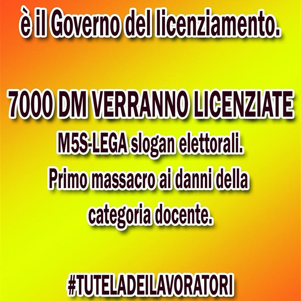 RosaClarice80's tweet photo. #decretodignita’ che contiene emendamento che licenzia 7000 maestri. #MIDAperRUOLO @repubblica @Pichi_Manu82 @luigidimaio perché ? https://t.co/ZEJcHKhBM8