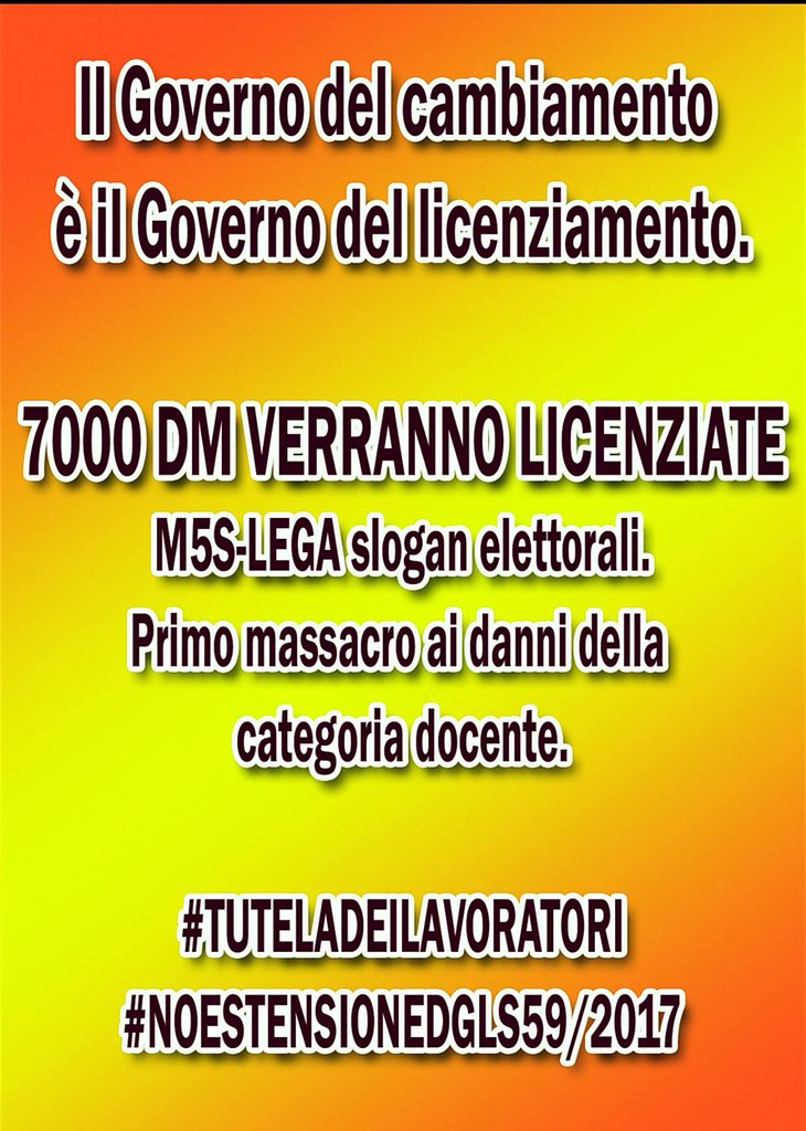 RosaClarice80's tweet photo. @fmollicone @ElenaMelotti1 @SimonaMalpezzi @repubblica emendamento inserito nel decreto dignità per licenziare le 7000 maestre. #MIDAperRUOLO #DMINRUOLO https://t.co/IR4f0Nsh4j