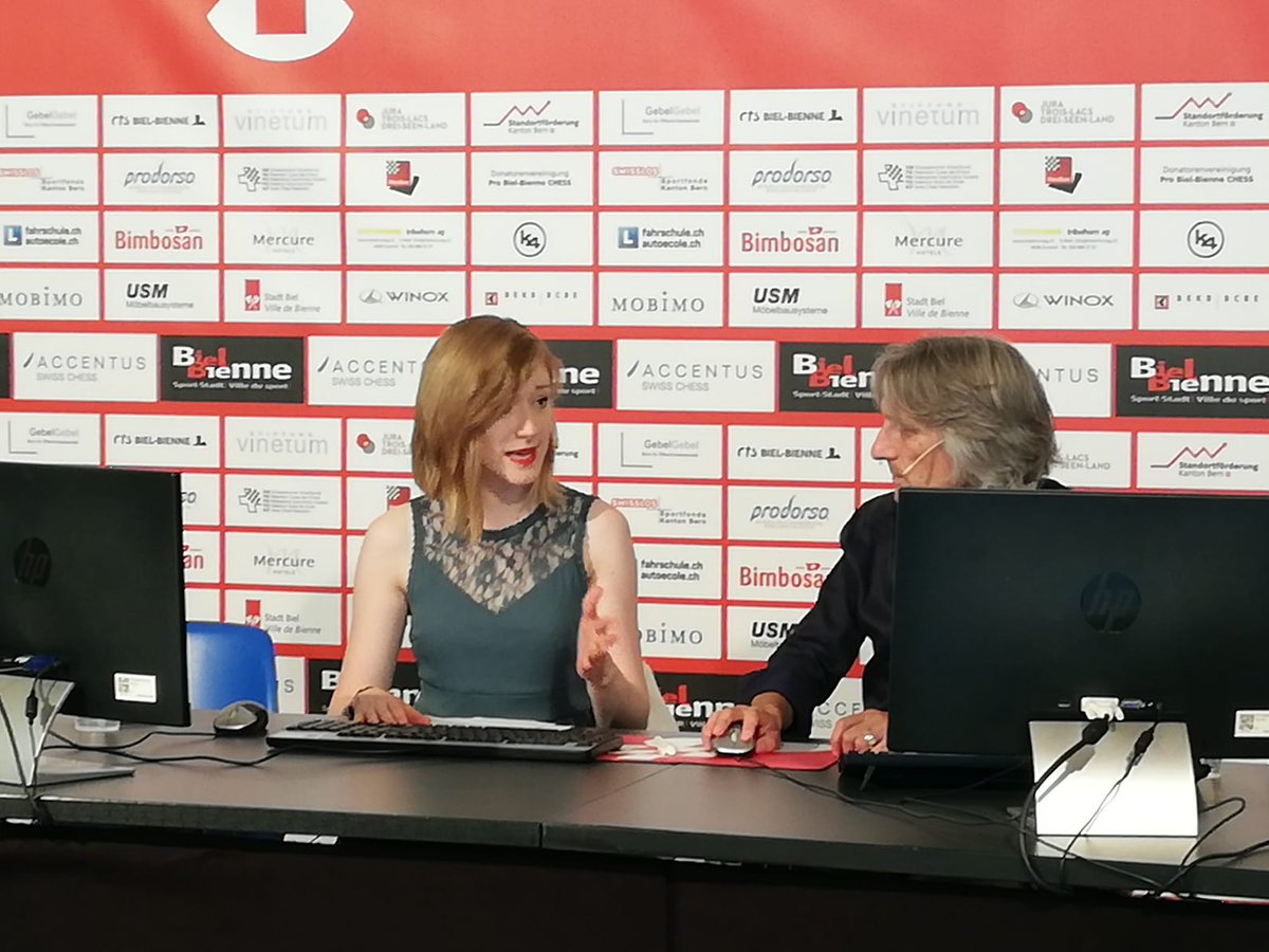 chessdadin's tweet photo. Check out the game @MagnusCarlsen is playing right now at #BielChess2018 

Early Queen sac and what not!

Watching live commentary with @Anna_Chess and @DanielKingChess in the house. 

#ClassicCarlsen https://t.co/mZnMheI21e