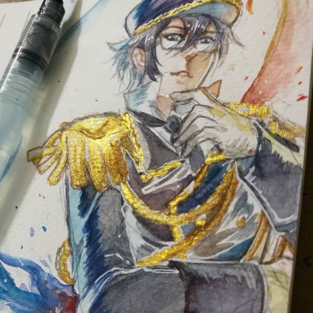 aldreichd's tweet photo. Ok, last Asia Comic Con on the spot commission cleared!
Van Gogh 12 colour set and Finetec Arabic Gold on Fabriano Acquarello postcard 300gm
#FushimiSaruhiko #伏見猿比古 #KAnime #scepter4 #militaryuniform #watercolours #vangoghwatercolors #finetecGold https://t.co/qjt14sh6iB