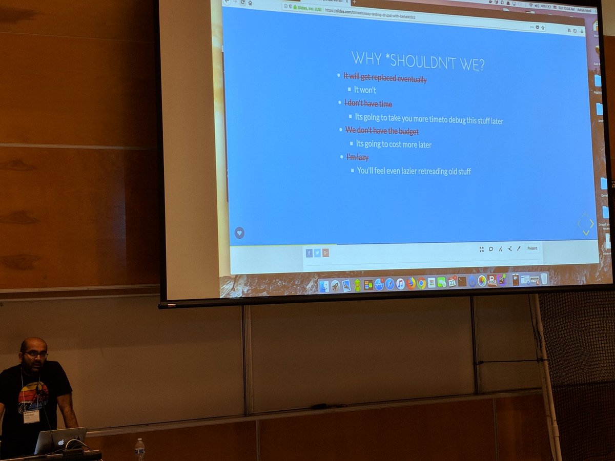 42mate's tweet image. Testing Drupal with BeHat by @btmash
You&apos;ll save money in the end, so do yourself a favor and just write the tests :) #DrupalCampLA