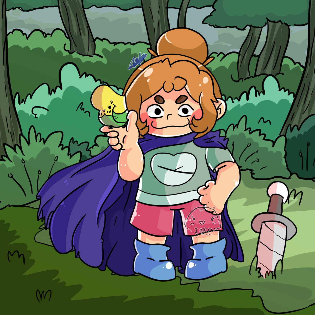 Inko_No_Umi's tweet photo. Did a drawing of Kelsey from Craig of the creek to practise drawing in a more cartoon-y style . I love her budgie Mortimer and it was interesting drawing differently. 

#cartoon_network #craig_of_the_creek #kelsey #mortimer #inko_no_umi #cartoons https://t.co/78O3c68VUd