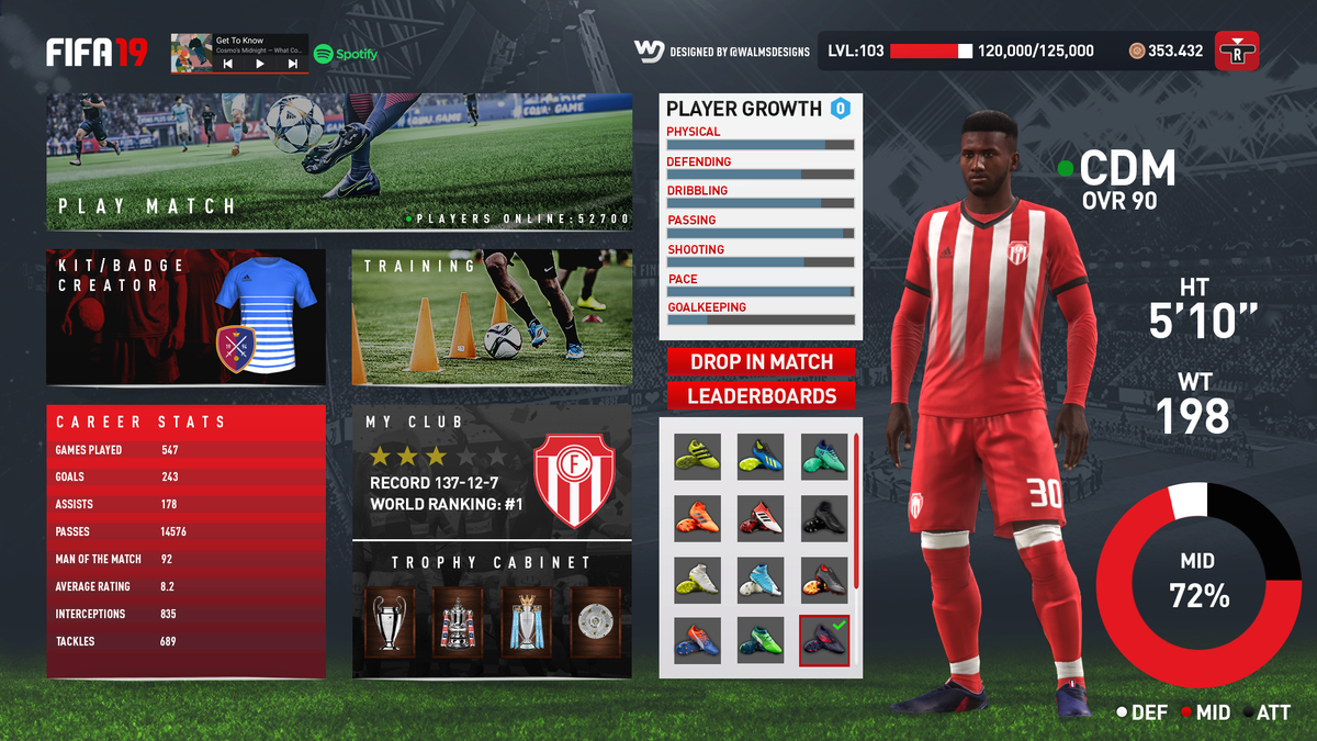 WalmsDesigns's tweet photo. FIFA19 Pro Clubs Menu Concept! #fifa19 #ProClubs #easports 

@VFLcompetitive @OfficialVPG @WoJCC @ProClubsMAG @FVPAeSport @TheVFL_ @MikeLaBelle @MattHDGamer https://t.co/0ezusoLbh9