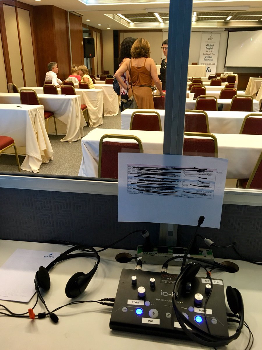 AiicPRIMSinRio's tweet photo. Interpreter booth in the interpreters’ meeting. The afternoon session is starting #primsrio18 https://t.co/j106ZuyF0T