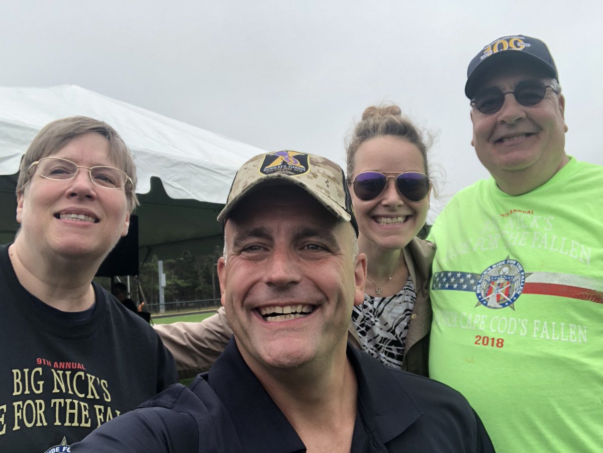 TRWhelan's tweet image. Here are some photos from today’s 9th annual Big Nick’s Ride finish at Dennis-Yarmouth Regional High.  Thank you to Deputy Chief Xiarhos and the Xiarhos family for keeping Big Nick’s legacy alive in ways that do so much good. #CapeCod #BigNick #SemperFi   (2/2)