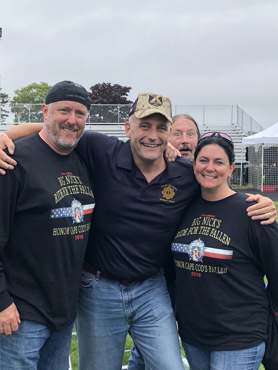 TRWhelan's tweet image. Here are some photos from today’s 9th annual Big Nick’s Ride finish at Dennis-Yarmouth Regional High.  Thank you to Deputy Chief Xiarhos and the Xiarhos family for keeping Big Nick’s legacy alive in ways that do so much good. #CapeCod #BigNick #SemperFi   (2/2)