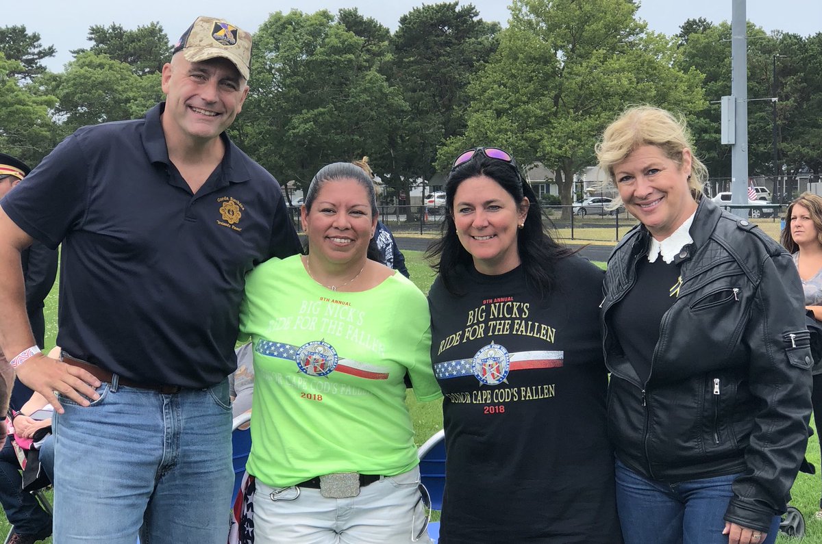 TRWhelan's tweet image. Here are some photos from today’s 9th annual Big Nick’s Ride finish at Dennis-Yarmouth Regional High.  Thank you to Deputy Chief Xiarhos and the Xiarhos family for keeping Big Nick’s legacy alive in ways that do so much good. #CapeCod #BigNick #SemperFi   (2/2)