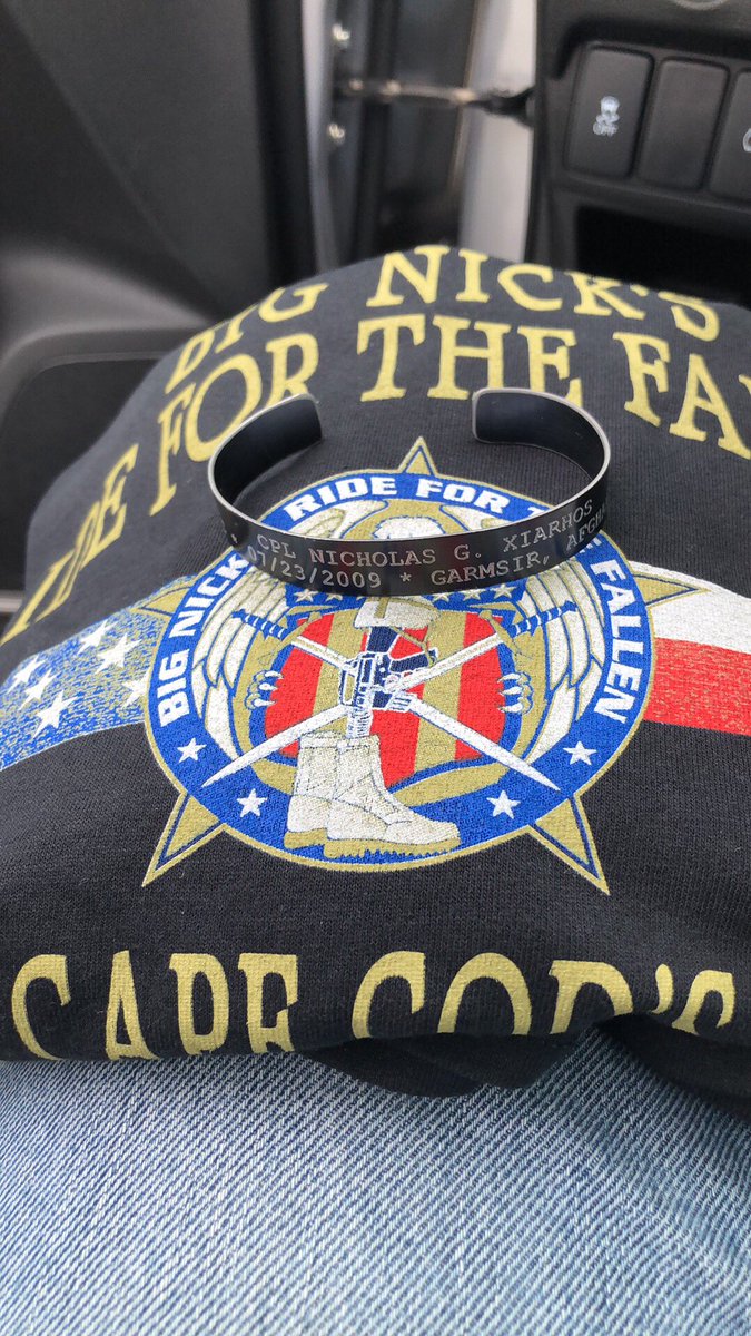 TRWhelan's tweet image. Here are some photos from today’s 9th annual Big Nick’s Ride finish at Dennis-Yarmouth Regional High.  Thank you to Deputy Chief Xiarhos and the Xiarhos family for keeping Big Nick’s legacy alive in ways that do so much good. #CapeCod #BigNick #SemperFi   (2/2)