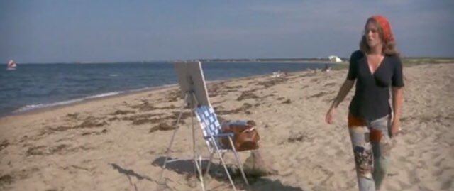 thedailyjaws's tweet photo. At the time of the making of #Jaws its Production Designer, Joe Alves, was dating the woman who yelled sh sh #shark. Is this sign an in joke in the Alves directed #Jaws3D? #Jaws3DWeek https://t.co/G8pM4bjfxC