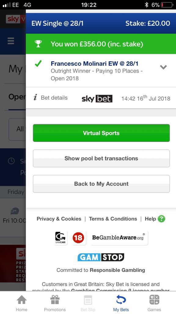 ⁦<a href="/SkyBet/">Sky Bet</a>⁩ 👍💪 thanks molinari