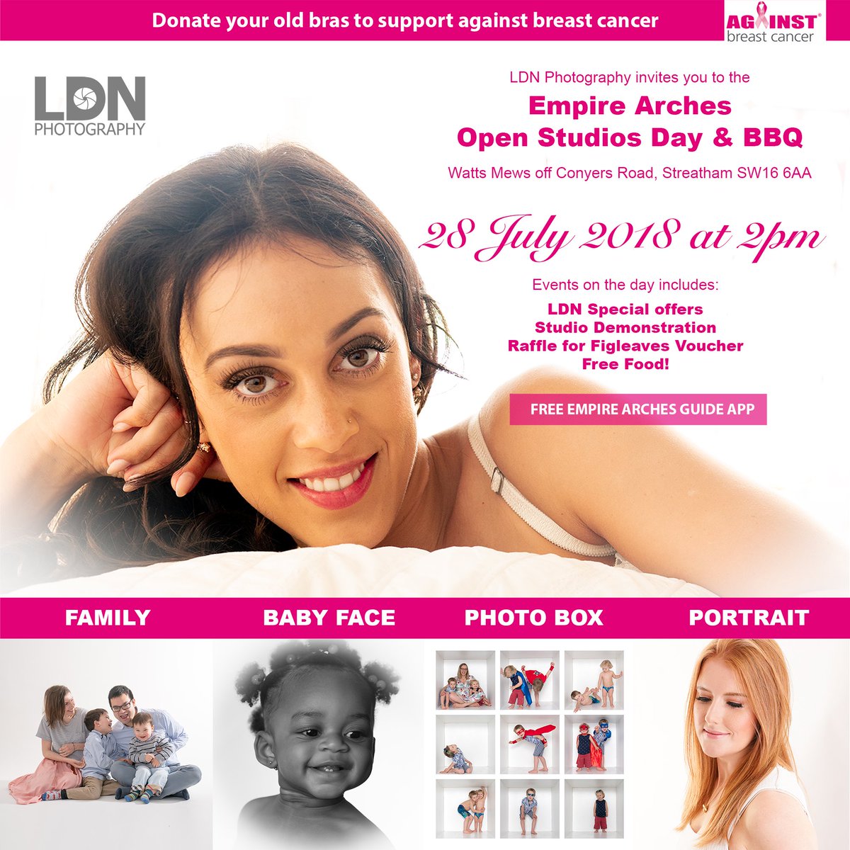 ldnphotouk's tweet photo. Visit us on July 28, 2pm for live demos of our ‘Hollywood Experience’ makeover photo sessions &amp; feel like a movie star.
Donate your old bras to support @againstbc enter our raffle to win a Figleaves voucher + special discounts.

We also have a free app  https://t.co/0tGSyG2v33 https://t.co/jMVEKQdriZ