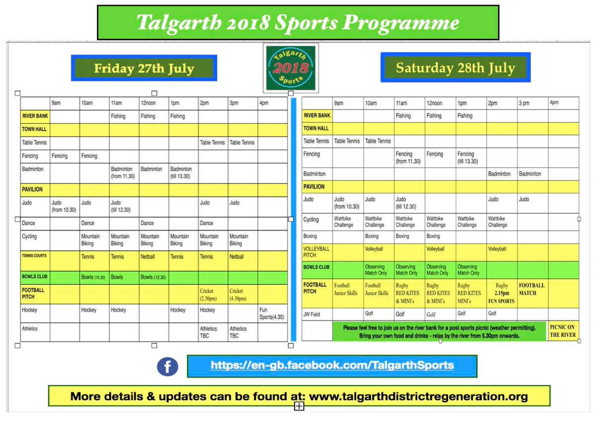 jacjoh123's tweet photo. Talgarth 2018 Sports ~ FREE ~ Come and try our taster sessions, lots of sports offered, you may find something new to you keep you healthy, fit and well !! https://t.co/evSa23fMr0