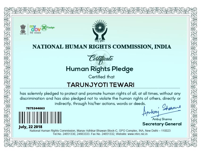 tjt4002's tweet image. #IPledged #NHRC @mygovindia @humanright