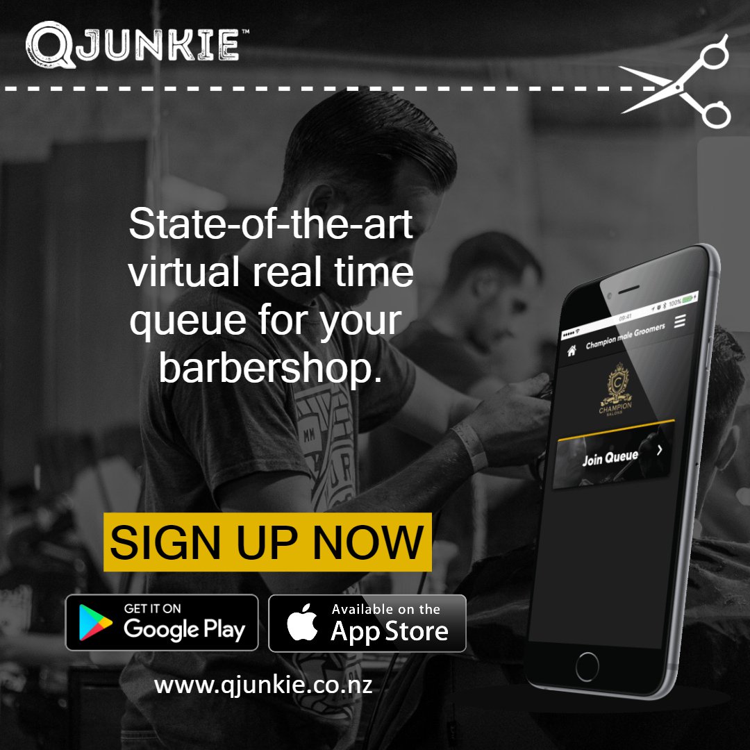 QJunkieNZ's tweet photo. State -of-the-art virtual real time queue for your barbershop.
#mensgrooming #moustache #mustache #nzbarbers #nzbarbershop
#nzbeard #nzbeards #malegrooming #skinfade #softfade #clippercut
#kiwibarber #oster #wahl #hottowelshave #thebarberpost
#Walkouts #propelsbarbershops https://t.co/8eTne4Sc3S