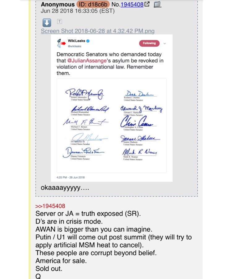 2runtherace's tweet photo. Some previous Q drops regarding Julian Assange! #WhoIsQ #WhereIsJulian #WhereIsSnowden @realDonaldTrump https://t.co/SAX40JdVCx